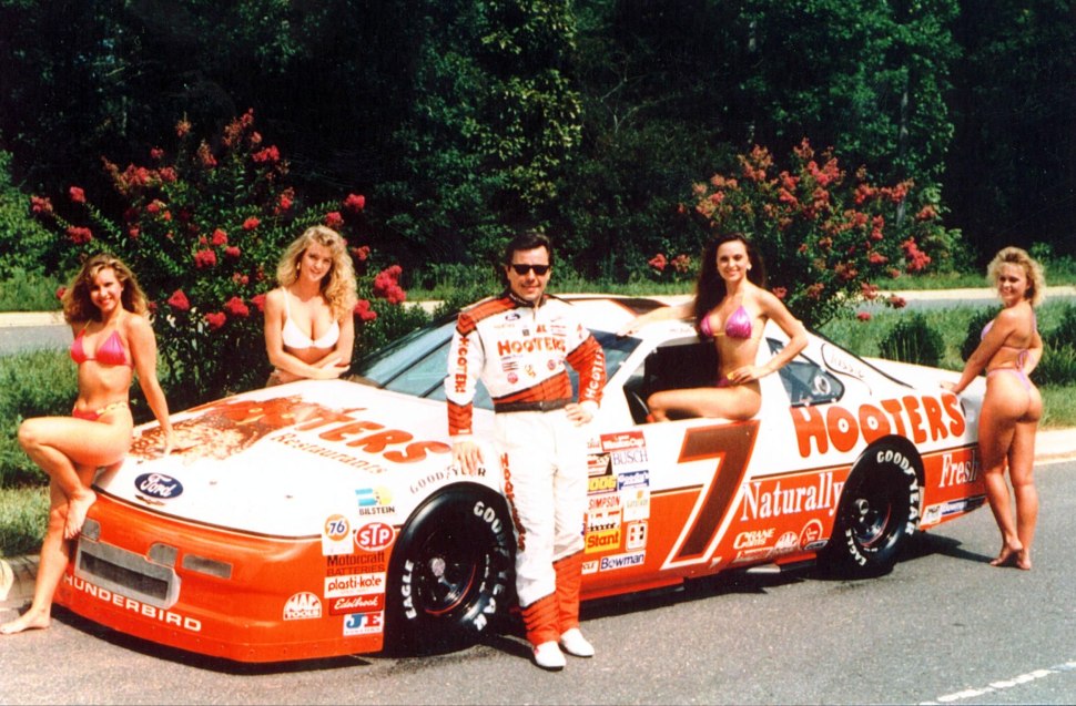 Old Race car and girl poster